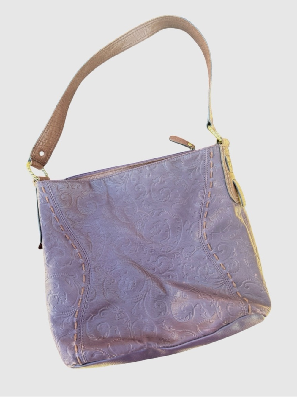 Vintage Laura Ashley Brownish Purple Embossed Leather  Handbag
Y2K Classic